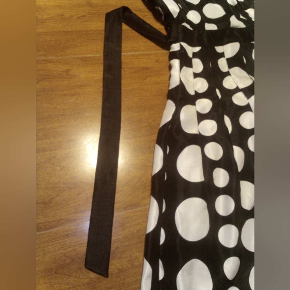 PS Style Polka Dot Black And White Sleeveless Midi A-Line Dress Size 12 NWT - Picture 4 of 11